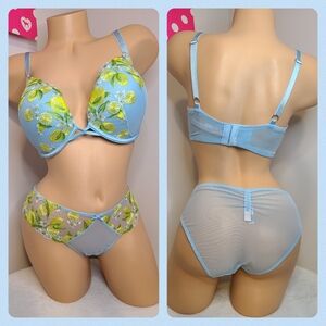 VS Dream Angels Lemon Embroidered Bra/ Panty Set 34DDD/XL 🍋